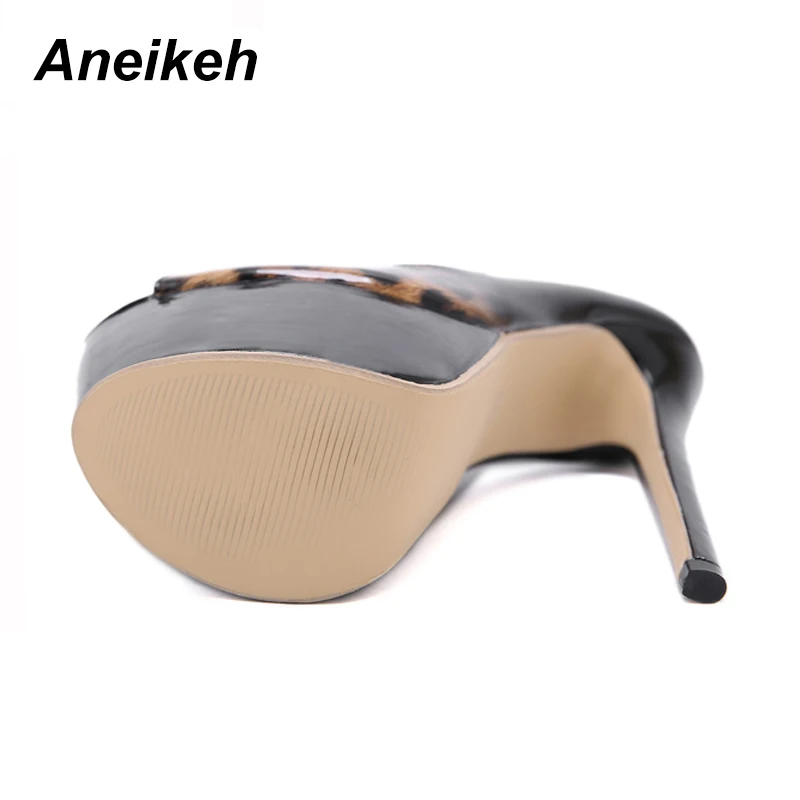 Женские туфли лодочки на платформе Aneikeh весенние высоком каблуке с леопардовым