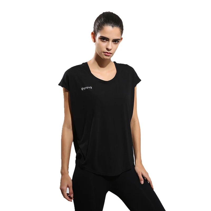 StyleA-black0 LOOZYKIT, быстросохнущая футболка, женские свободные футболки, одноцветные мягкие спортивные топы, женские топы для йоги, женские шорты с рукавом, рубашки для йоги, дышащие - Цвет: StyleA-black0