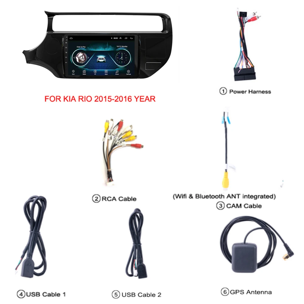 

For Kia RIO K3 2015 2016 9 inch Android 8.1 2 Din Car Multimedia Stereo Player Navigation GPS WIFI Radio