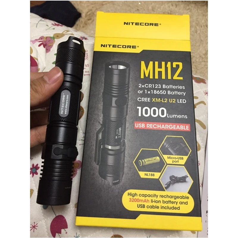 Перезаряжаемая USB вспышка NITECORE MH12 фонарик максимальная яркость 1000 люмен