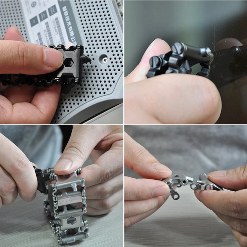 

Multi Tool Bracelets Multifunction Repair Bracelet 29 in 1 Stainless Steel Screwdriver Wrench Bicycle Camping Emergency Kit
