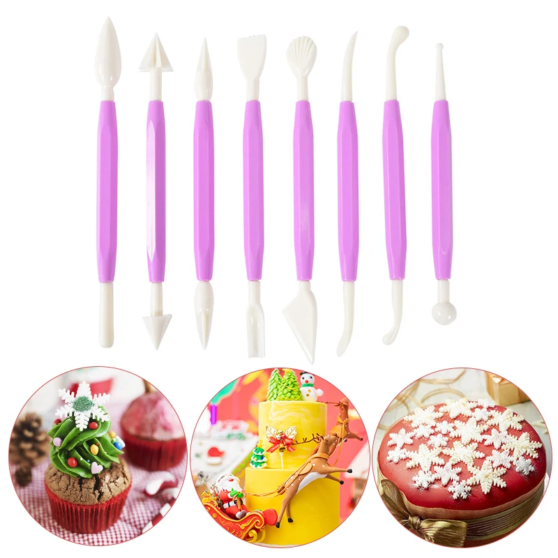 

8pcs/set Fondant Cake Decorating Modelling Tools Sugar Craft Cake Pastry Carving Cutter Flower Clay Shaping Baking Accessories
