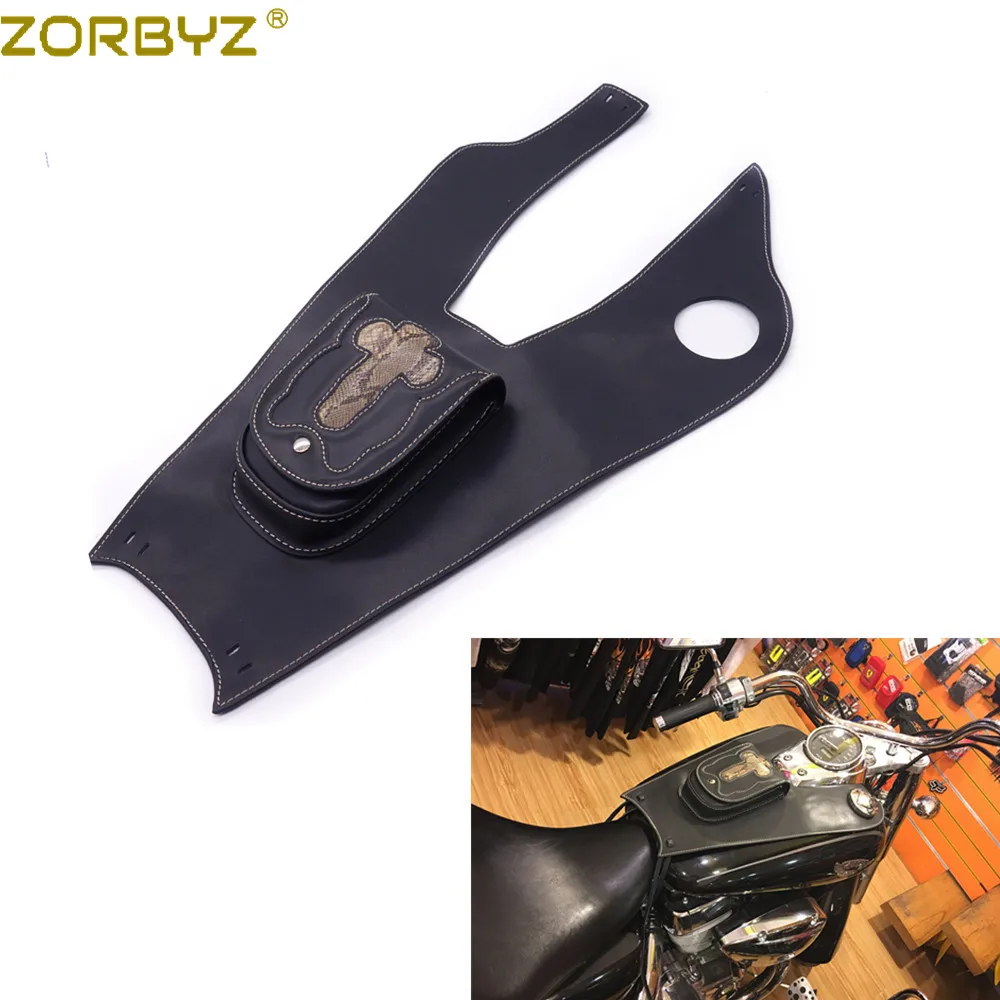 ZORBYZ мотоциклетный чехол из искусственной кожи с правой крышкой для бака сумка Honda