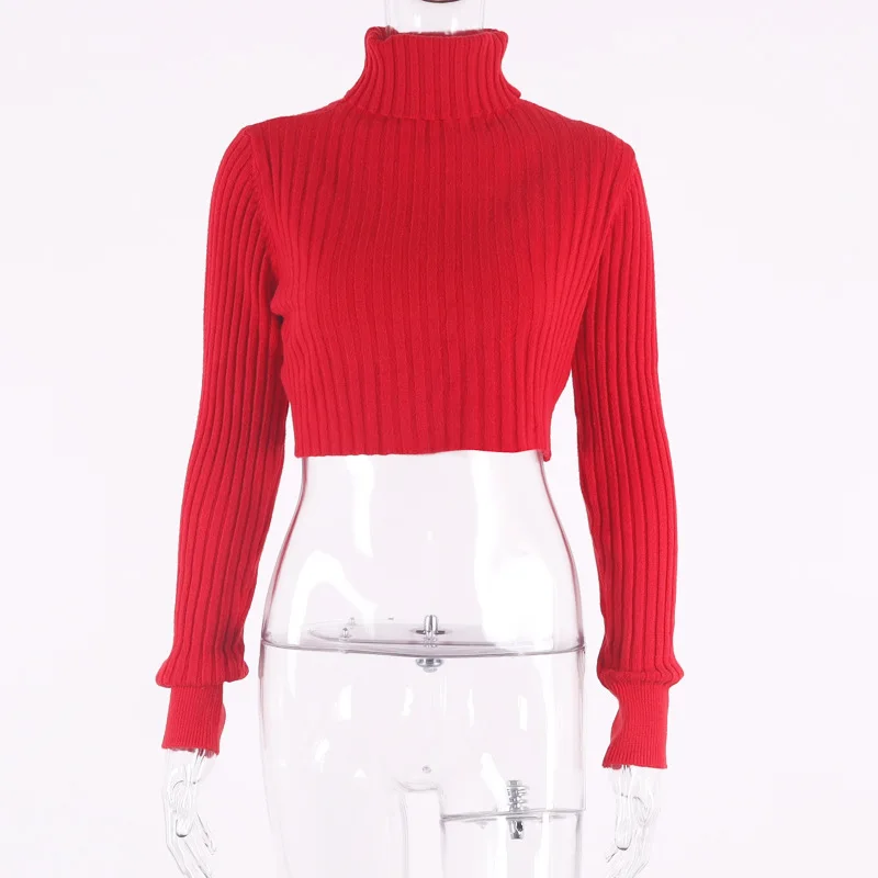 STAY TIDY сексуальный красный вязаный ребристый тонкий кроп Топы 2019 осень зима