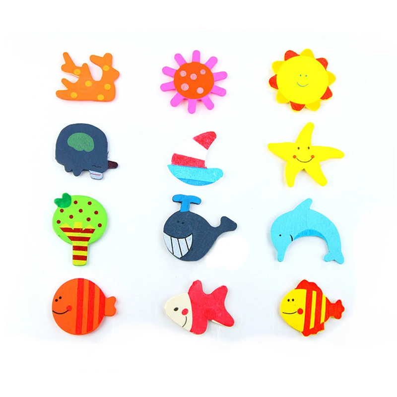 12 шт./компл. и рисунками животных для малышей магниты на холодильник цифры