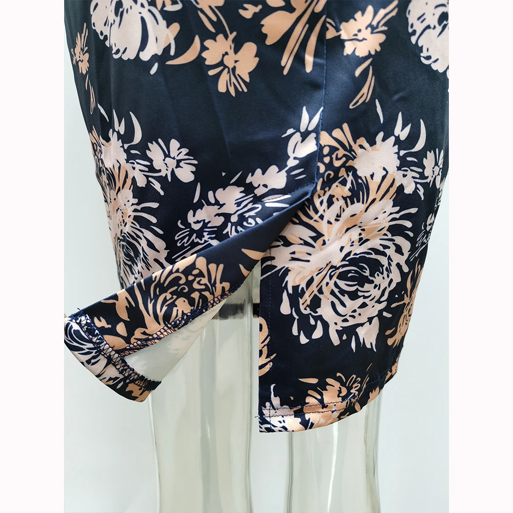 

2020 Women's New Dress Stand collar 3/4 sleeve Casual Printed dress Women Elegant Office Knee-length Work Pencil dress A2975