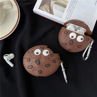 3d cute cartoon chocolate chip cookie headphone earphone case for apple airpods 1 2 wireless headset cover for airpods pro gift