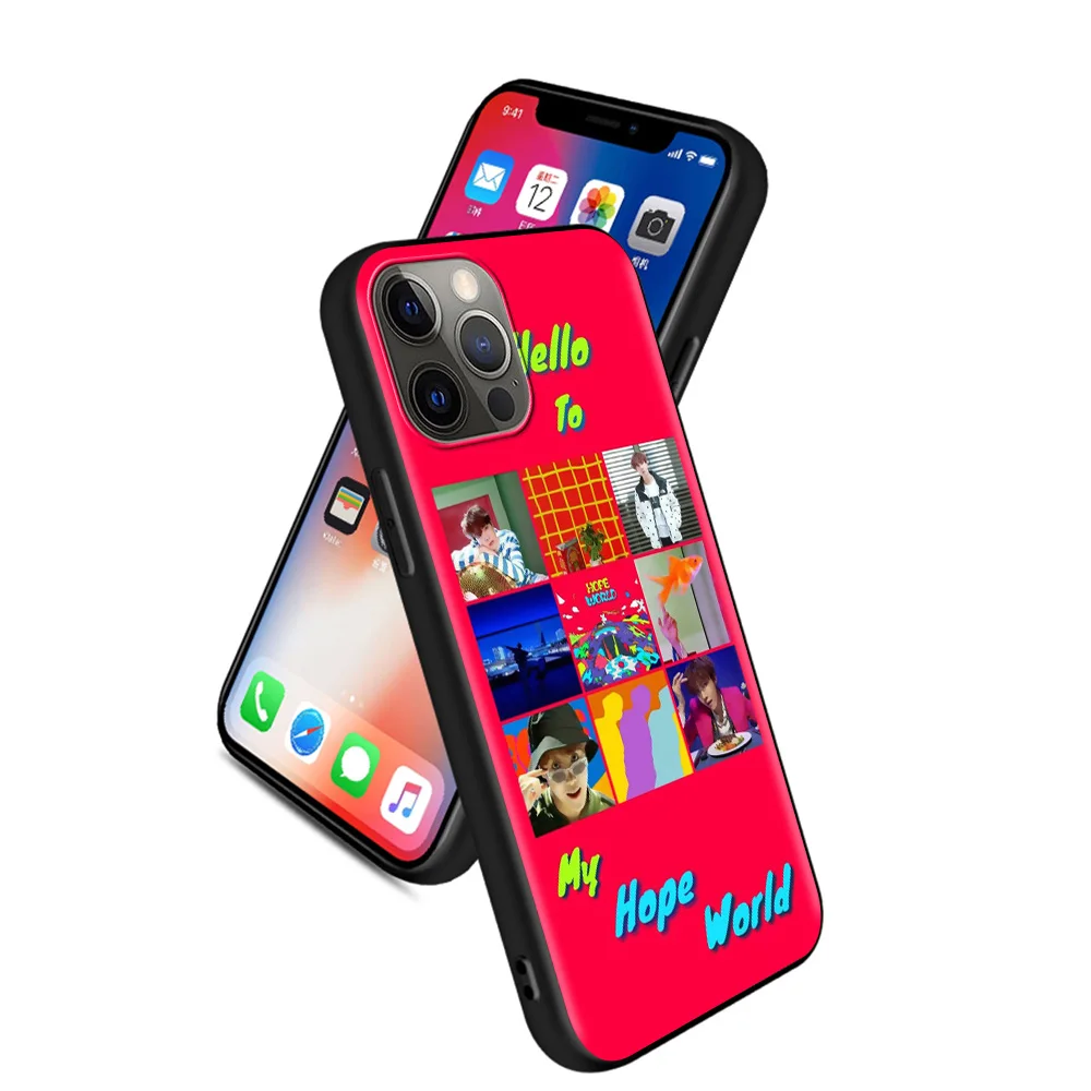 

Phone Case For Apple iPhone 11 12 Pro Max XR 7 8 Plus SE 2020 Black Soft Cover X XS 6 6s 5 5s TPU Shell Hope World Love Yourself