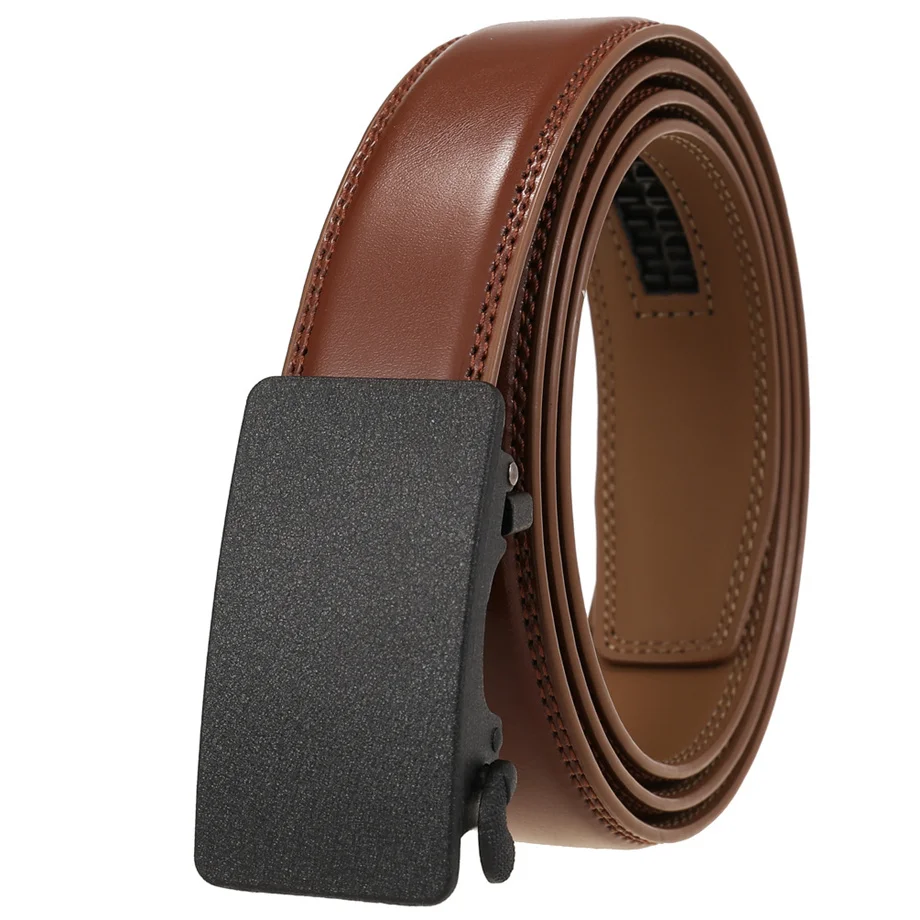3cm Width Formal Style Top Quality Cowhide Leather Ratchet Belts Dark Brown Black Business Suit Belt For Men Dropshipping B903 images - 6