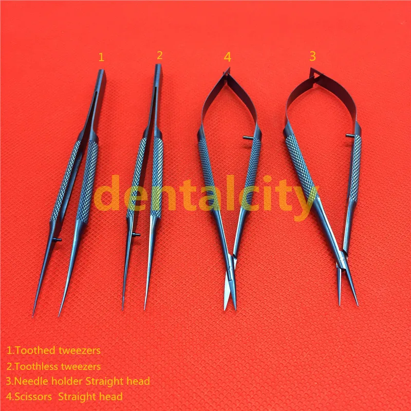 16cm Titanium Microsurgical Surgical Ophthalmic Instruments Dental Instruments Scissors+Needle Holders +Tweezers