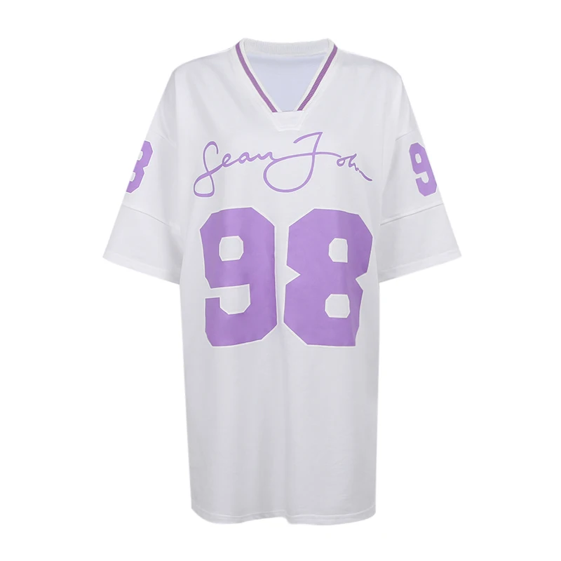 Женское хлопковое мини-платье WannaThis с буквенным принтом v-образным вырезом