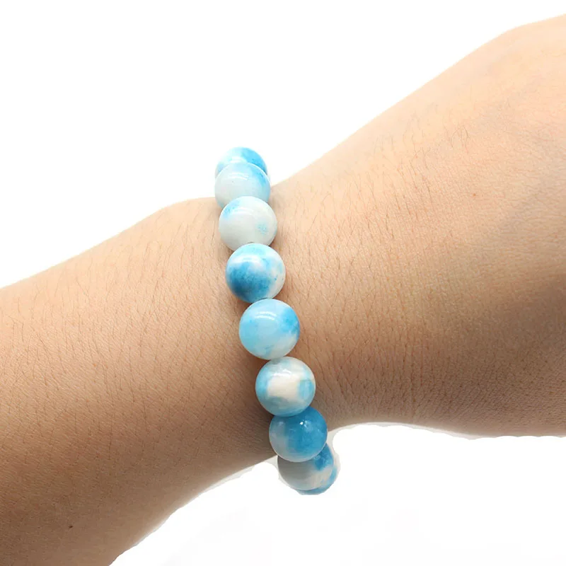 

Natural Multi Blue Green Persian Jades Chalcedony Stone Beads Bracelet Jewelry for Women Men Femme Homme Gem Stone Bracelet Gift