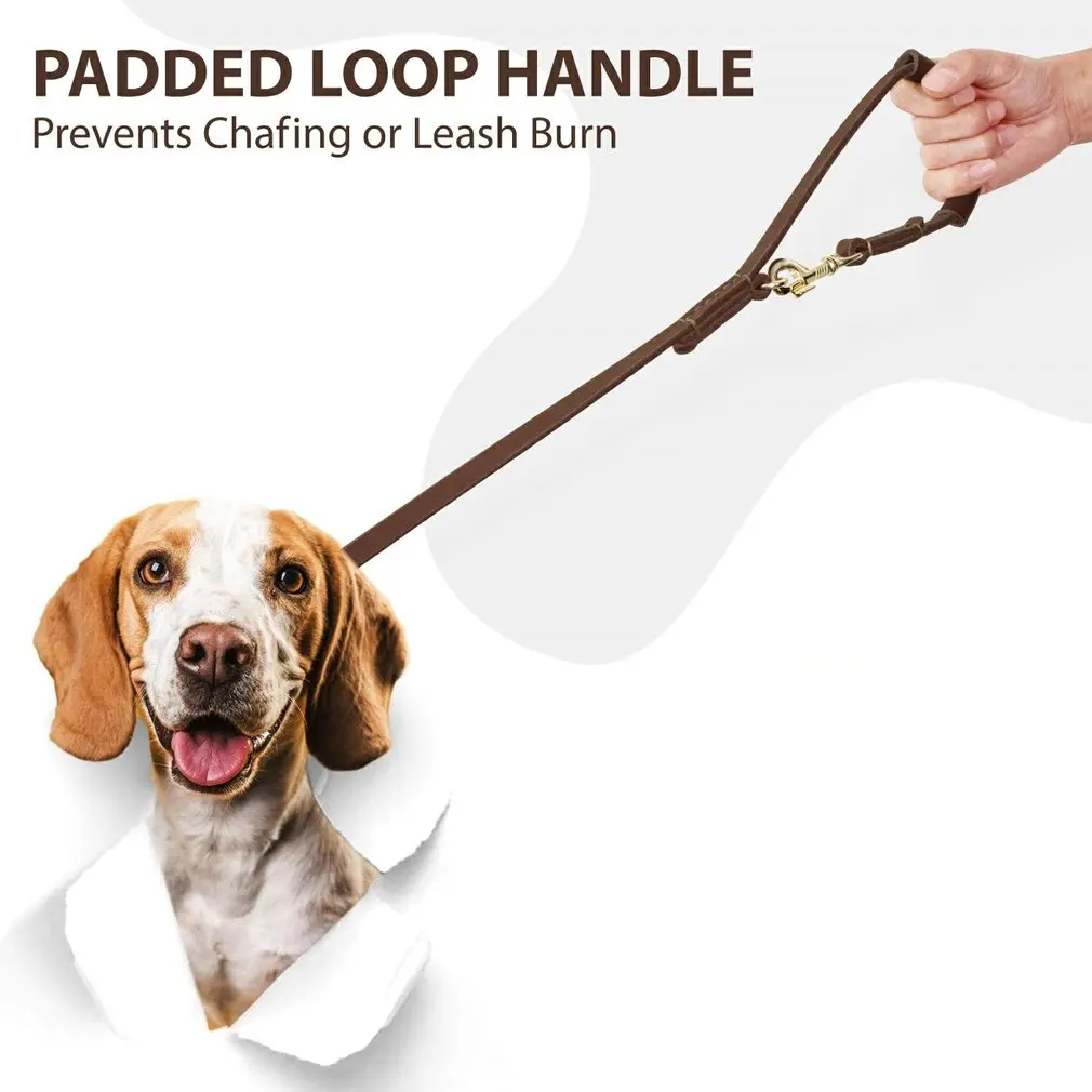 

2.5m Leather Dog Lead Durable Pet Collar Traction Lead Rope Multiple Adjustable Tear-Resistant Waterproof Leash Pet Supplies