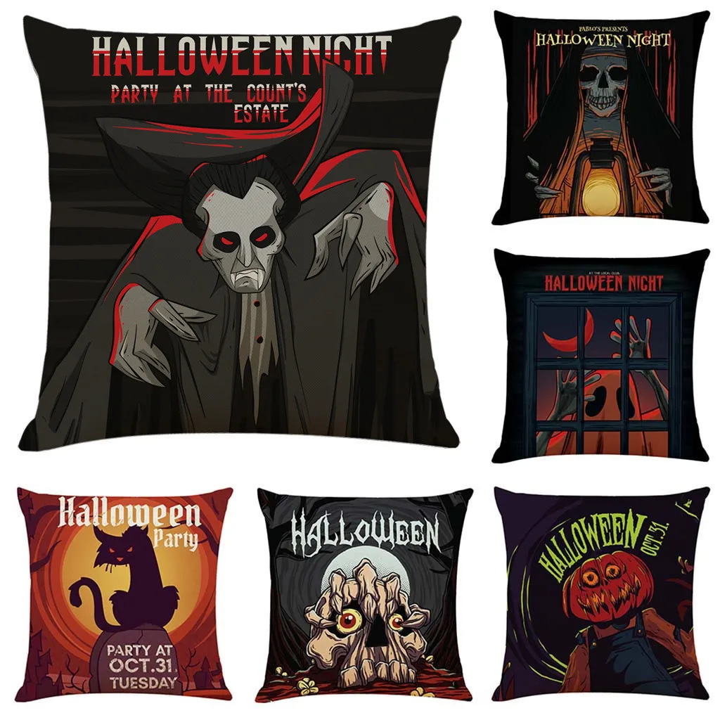 Домашний декор Набор подушек Счастливого Хэллоуина ужасная Печать Подушка Чехол
