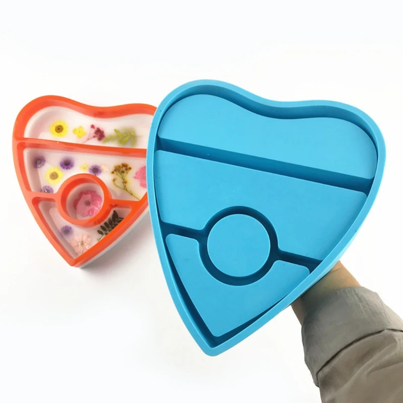 

1Pc Heart Shaped Jewelry Organizer Epoxy Resin Mold Storage Box Casting Silicone Mould DIY Crafts Home Decor Making Tools