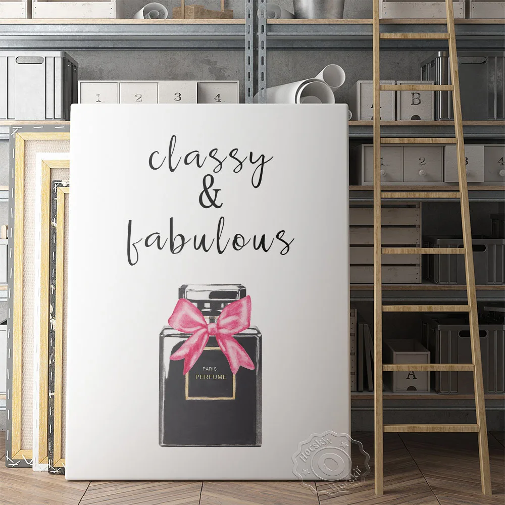 

Classy & Fabulous Perfume Magazine Prints Poster, Paris Perfume Art Prints, Pink Bowknot Wall Decor, Beauty Shop Salon Wall Art