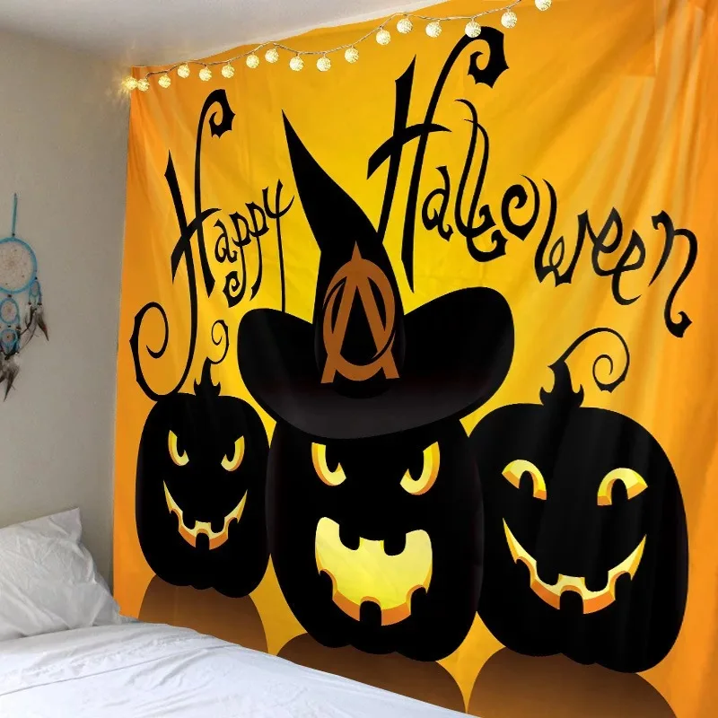 

Halloween Tapestry Pumpkin Wall Hanging Ghost Tapestries Hippie Wall Rugs Horror series Festival Decor Blanket Tablecloth