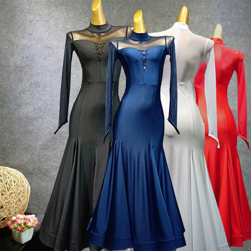 

New Ballroom Competition Dance Dress Women stage dancewear Tango Waltz Dancing Standard Dress white red Modern dance Costumes