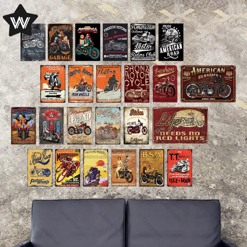 

Motorcycle Riders Metal Plate Retro Garage Tin Signs Bar Motor Club Poster Indoor Pin Up Wall Signs Art Decorative Plaques Decor