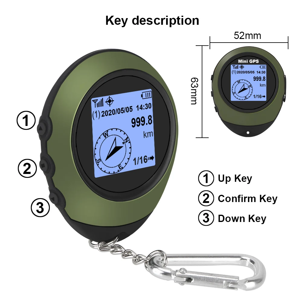

Compass For Outdoor Sport Travel Hiking Mini GPS Navigation Handheld With Buckle Satellite GPS Positioner