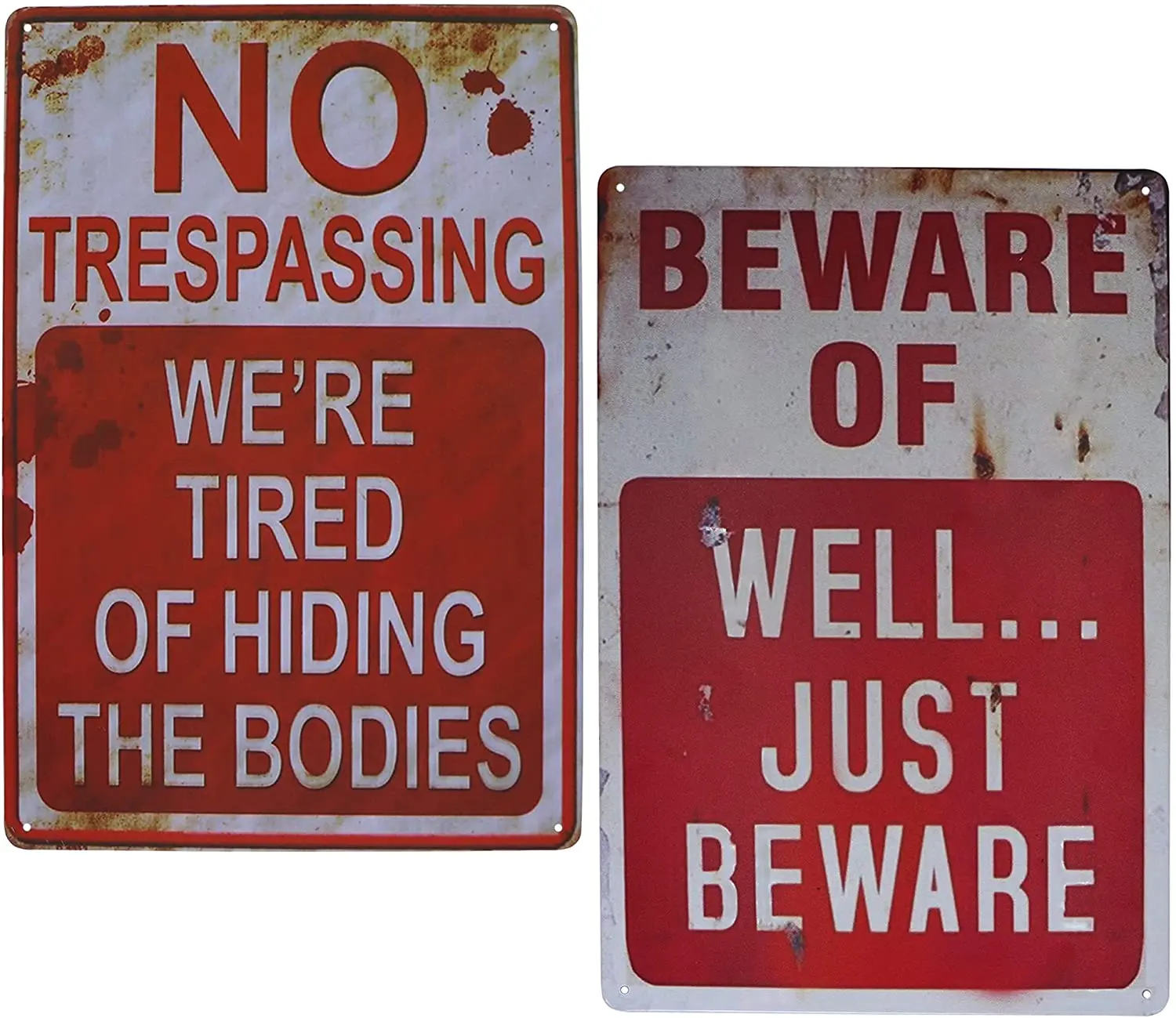 

Wonderwin Beware of Well Just Beware & No Trespassing We're Tired of Hiding The Bodies 8” x 12” Retro Metal Signs Vintage Bar