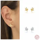 Aide 925 серебряная звезда корейские сережки-шпильки, блестящее циркониевое Стразы серьга в форме пентаграммы для женщин Brincos Boucle D'oreille