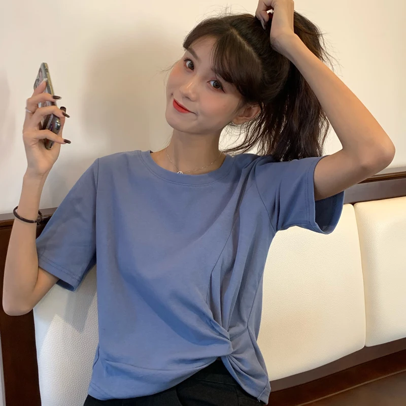 Женская футболка с рукавами в стиле Instagram свободная дизайнерская Корейском