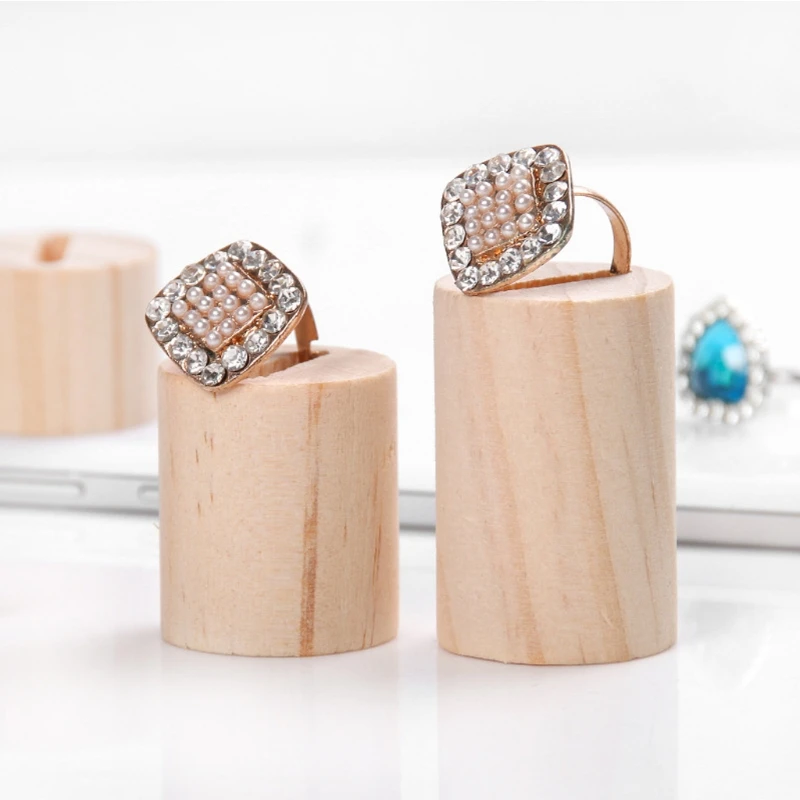 

97QE 5 Pcs Wooden Ring Jewelry Display Rack Organizer Stand Cone Shape Holder