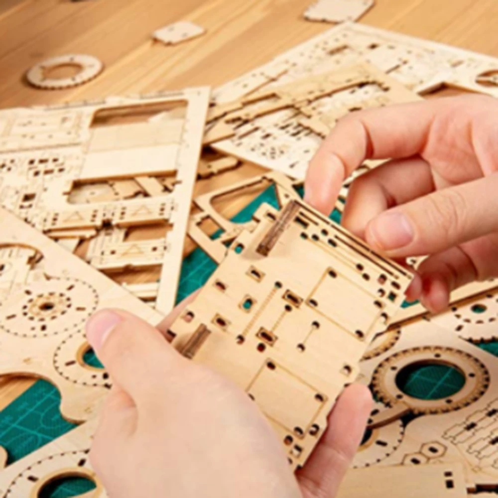 

Wooden Globe Puzzle 3D DIY Mechanical Drive Model Transmission Gear Rotate Assembling Puzzles Home Office Decoration Toys