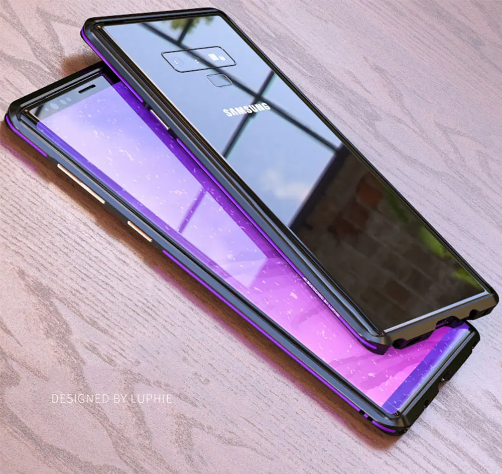 Изогнутый металлический бампер Luphie для samsung Galaxy Note 9 чехол Note 8 для iphone X Xs Max Xr 8 7 Plus Ультратонкий алюминиевый корпус