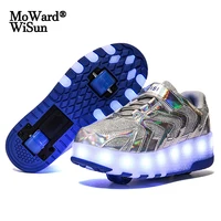 Кроссовки Детские со светящимися колесами, со светодиодной подсветкой, с USB-зарядкой