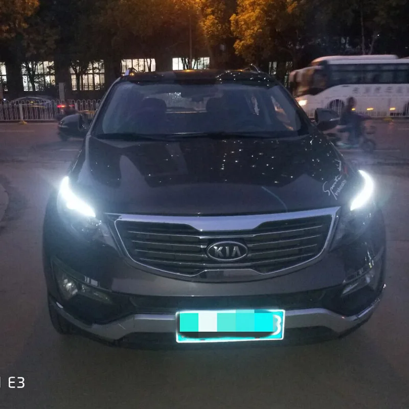 

For Kia Sportage 2011-2015 , LED Headlight Brow Eyebrow Daytime Running Light DRL With Yellow Turn signal Light