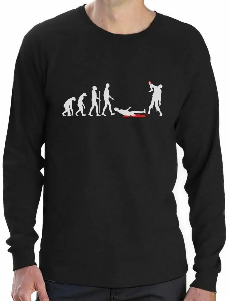 Забавная футболка с длинными рукавами для Хэллоуина изображением зомби | Мужская