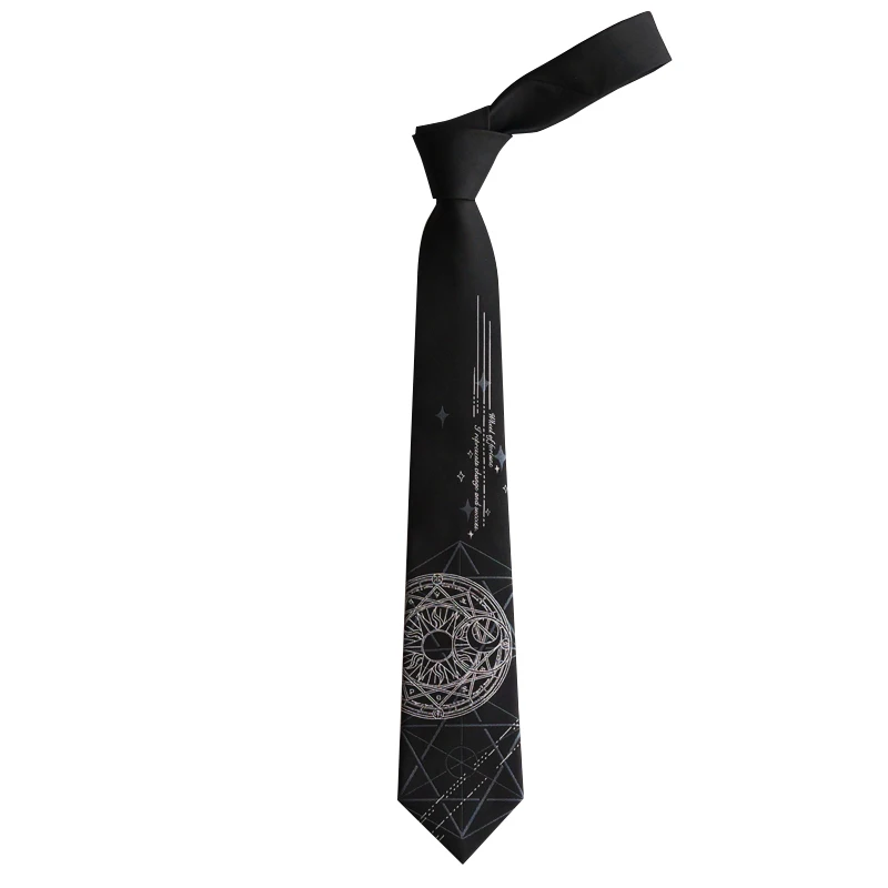 Free shipping New Men's fashion Original Wheel of Destiny Tarot Black Tie Dark Pattern Personality Divination necktie | Аксессуары