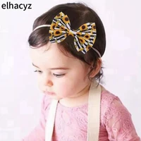 1pc 6 double layer printed waffle hairbow nylon headband strawberry floral print soft elastic girl kids hair accessories