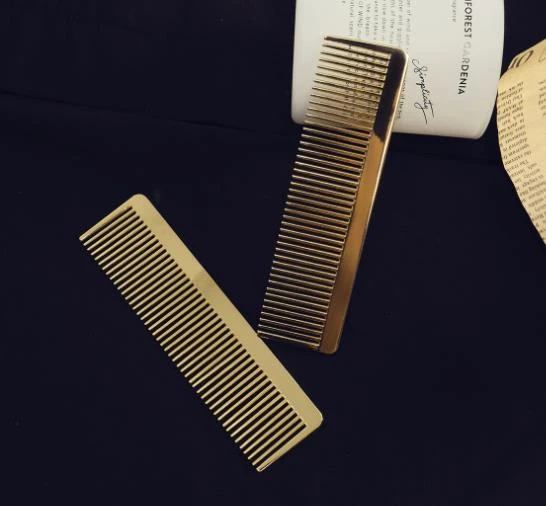 

New Pocket Hairbrush Metal Fine Toothed Alloy Comb Golden Men Women Hairdressing Combs
