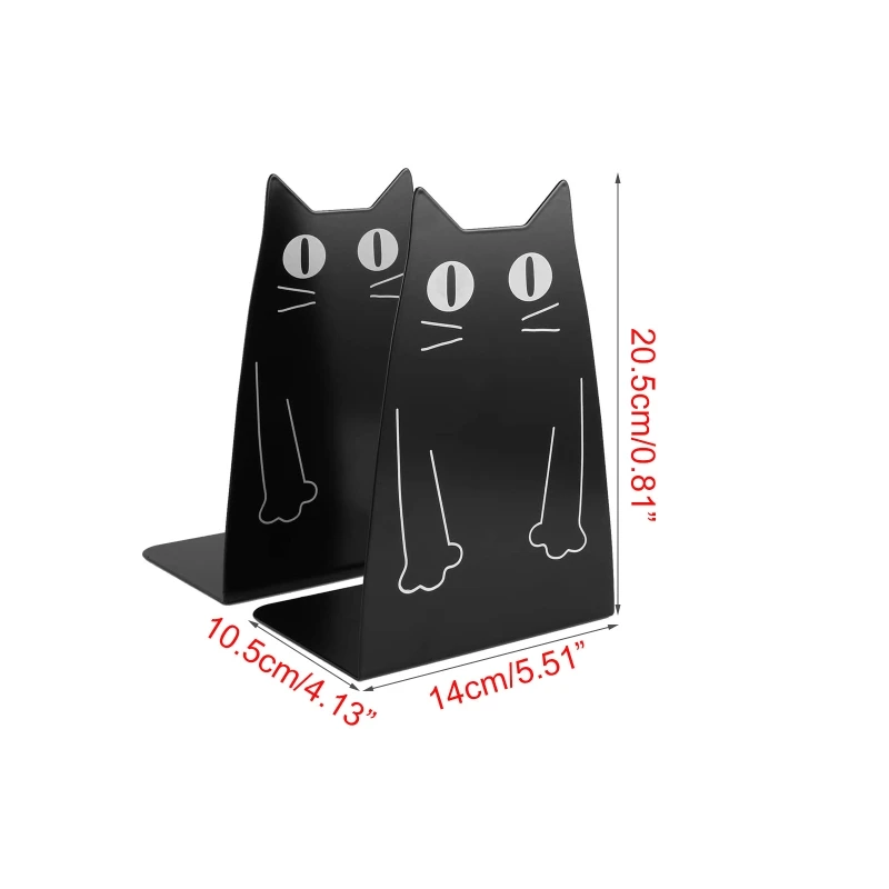 

1 Pair Cartoon Cat Metal Bookend Book Stand Support Desktop Office Magazine Organizer Non Slip Rack Shelf Holder