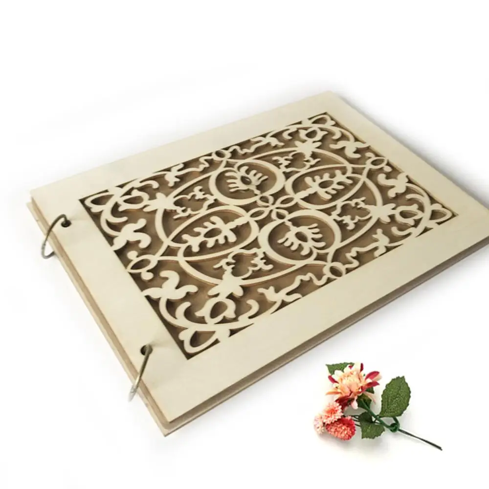 DIY любовь полый цветок Свадебный Гость книга персонализированные деревенский деревянный Гостевая книга фото записная книжка альбом юбилей подарок 449E - Цвет: 7