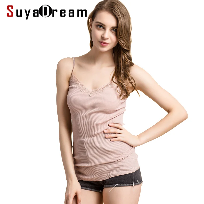 Майка SuyaDream Женская кружевная 70% натуральный шелк 30% хлопок кружевные майки из