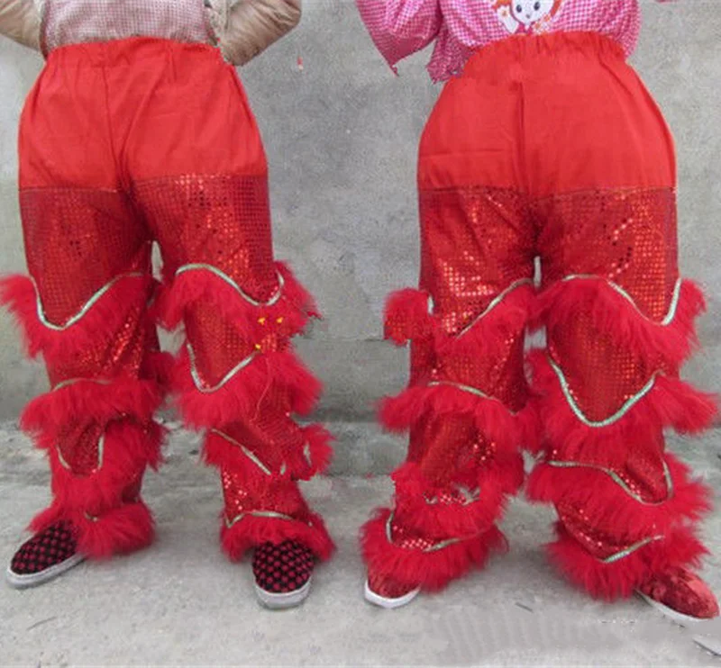 Танцевальные штаны с красным львом костюм талисмана в китайском народном стиле