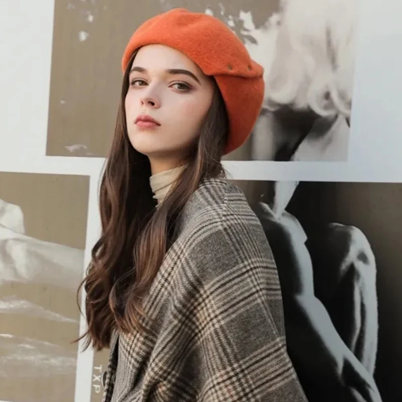 Женский шерстяной берет во французском стиле модные женские шапки новый стиль