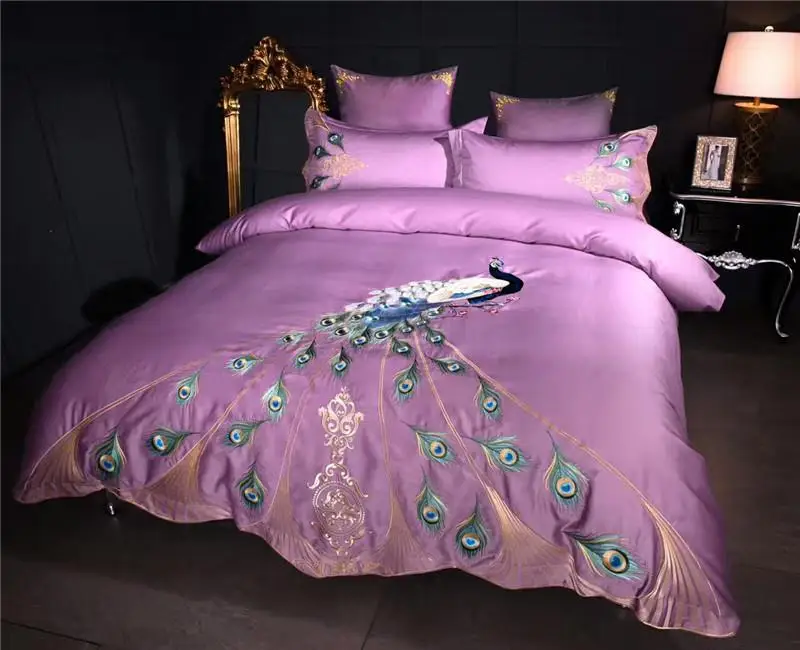 Восточный роскошная кровать пурпурного цвета в комплекте Вечерний комплект из