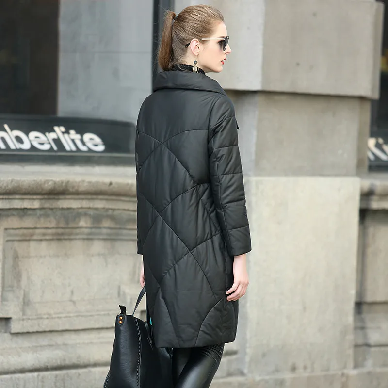 Женский пуховик из натуральной овечьей кожи пальто в Корейском стиле винтажная