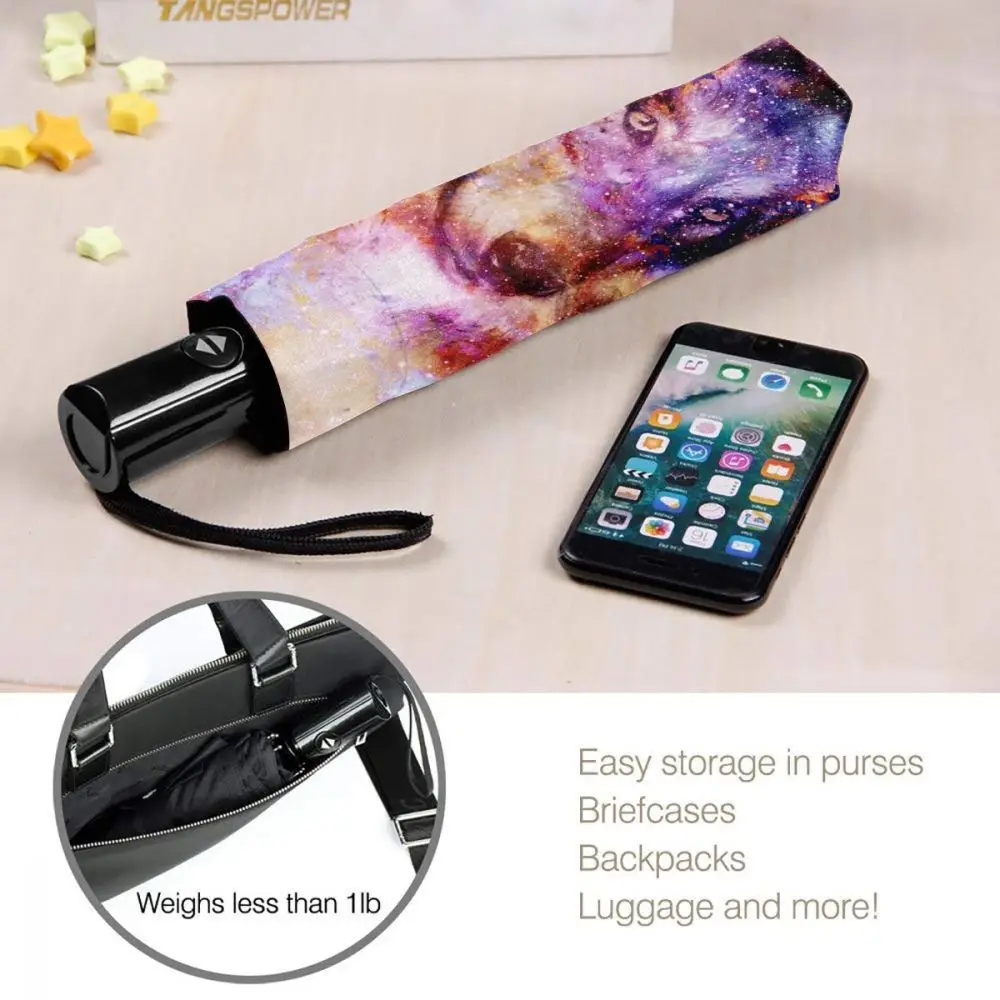 

Wind Resistant Folding Automatic Umbrella Women Auto Magical Space Wolf Windproof Umbrellas Rain For Men Parasol