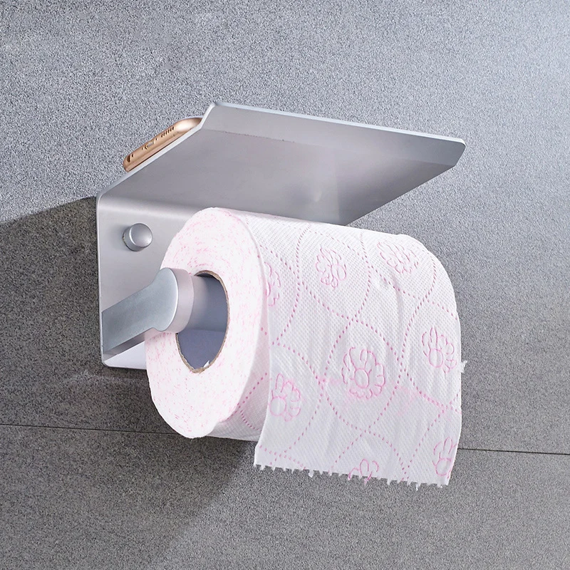 

Stainless Steel Toilet Paper Holder With Phone Shelf, Bathroom Tissue Holder Toilet Paper Roll Holder