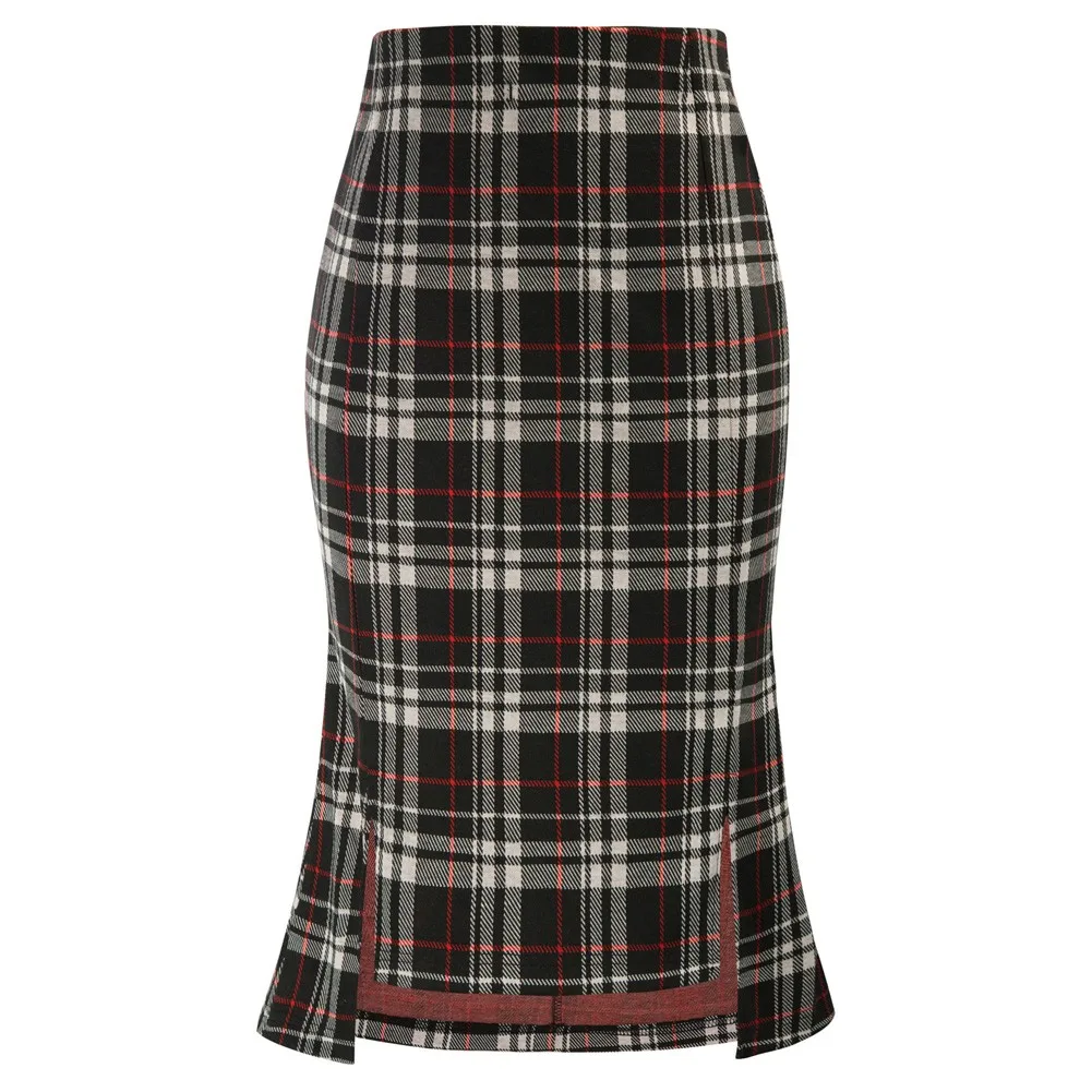 

Женская юбка-годе с разрезами спереди, эластичная юбка с завышенной талией и разрезом спереди, облегающая бедра