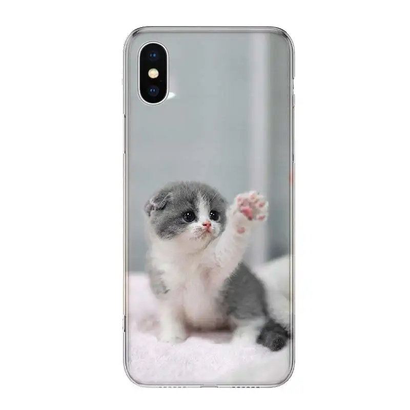 Чехол для телефона Merry Christmas cat серый чехол с милым котом iPhone 11 5 6 6s 7 8 Plus X XS XR Pro Max