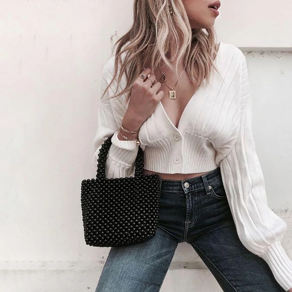 Сексуальный глубокий v образный вырез трикотажная рубашка Женский ребристый