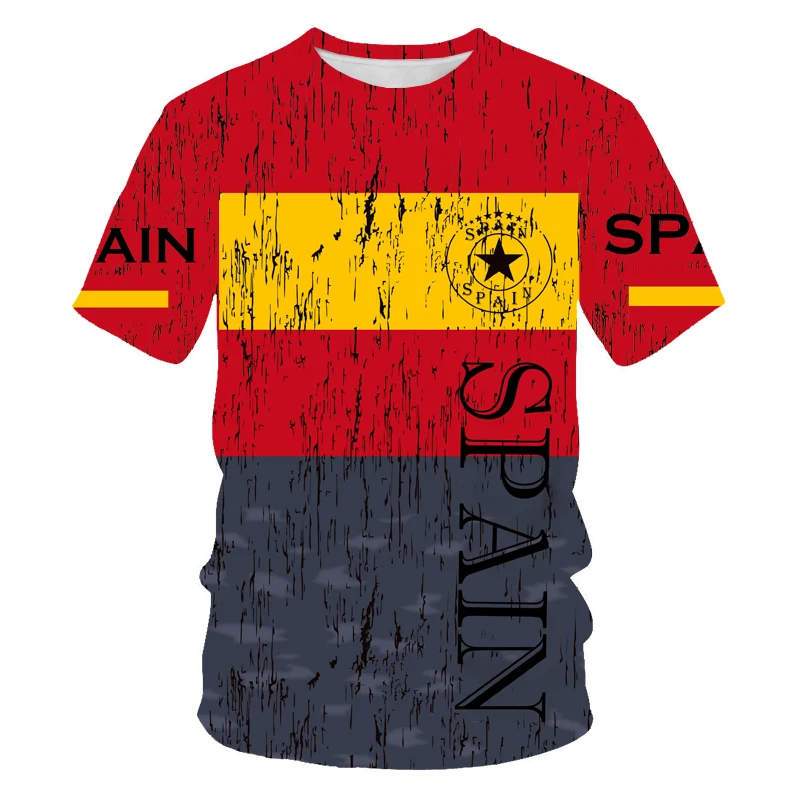 

футболка оверсайзфутболка мужскаяНовый мужской Harajuku испанский шаблон 3D печатных футболка мировые страны шаблон негабаритных футболка бес...