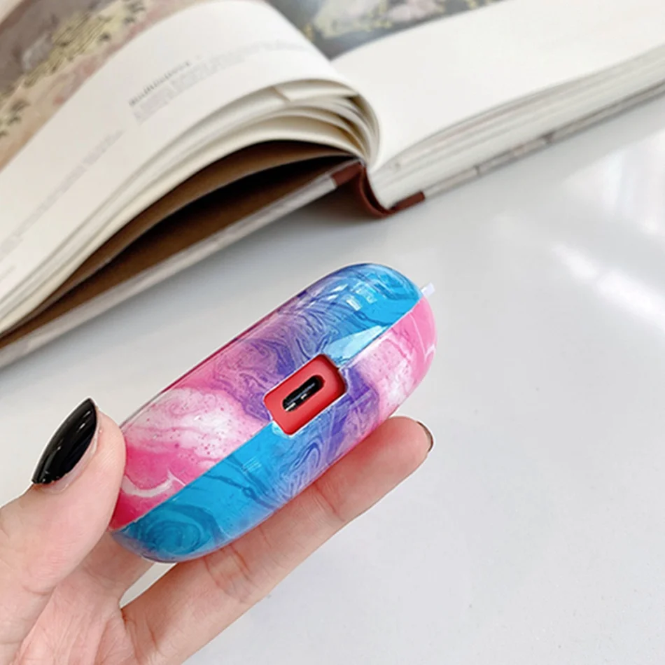 Роскошный чехол для наушников с мраморным рисунком Жесткий Чехол из